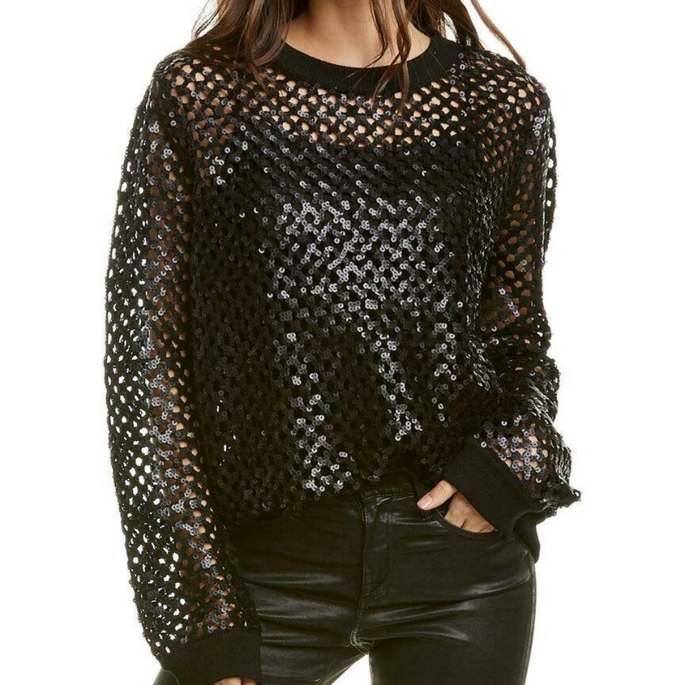 Tory Burch Womens Lansing Sequin Wool Crew Neck Sweater Sz Medium $698